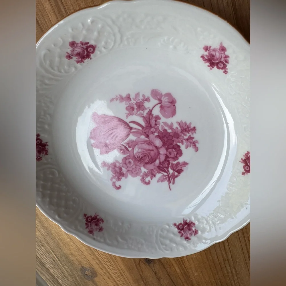 Schumann Bavaria China Soup Bowl Pink Floral Design Rare